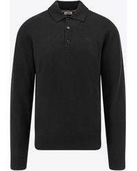 Burberry - Cashmere Long-Sleeved Polo Sweater - Lyst