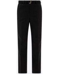 Sacai - Pinstriped Wool Tailored Pants - Lyst