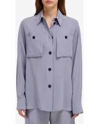 Ferragamo - Long Sleeved Button-Up Silk Shirt - Lyst