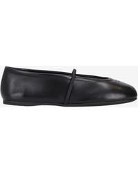 Miu Miu - Embossed Logo Leather Ballet Flats - Lyst
