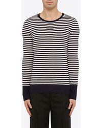 Dolce & Gabbana - Logo-Embroidered Striped Wool Sweater - Lyst