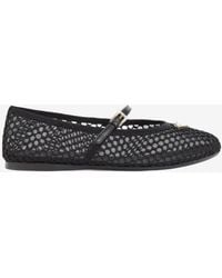 Prada - Triangle Logo Mary-Jane Mesh Ballet Flats - Lyst