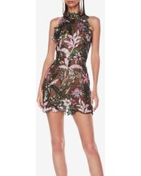 Bronx and Banco - Leona Embroidered Halter Neck Mini Dress - Lyst