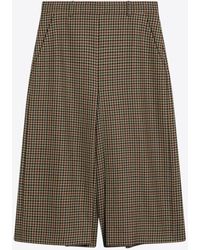Saint Laurent - Mid-Rise Houndstooth Wool Culottes - Lyst