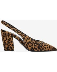 Prada - 85 Leopard Print Slingback Pumps - Lyst