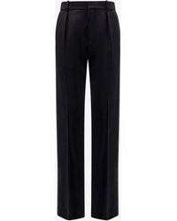 Saint Laurent - Wool Tailored Pants With Satin-Bands - Lyst