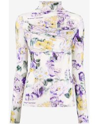 Off-White c/o Virgil Abloh - Floral Print High-Neck T-Shirt - Lyst