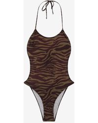 The Attico - Zebra Print One-Piece Swimsuit - Lyst