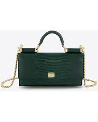 Dolce & Gabbana - Mini Sicily Iguana-Print Leather Top Handle Bag - Lyst