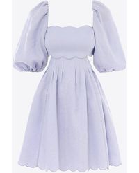 Zimmermann - Halliday Puff-Sleeved Scalloped Mini Dress - Lyst