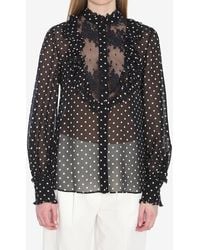 Valentino - Polka Dots Silk Sheer Blouse - Lyst