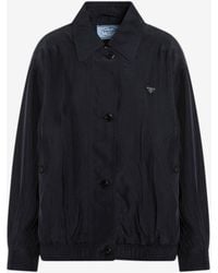 Prada - Silk Zip-Up Jacket With Triangle-Logo - Lyst