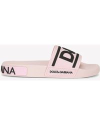 Dolce & Gabbana Rubber Dg Logo Beachwear Slides in Black | Lyst