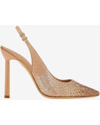 Ferragamo - Jessie 100 Crystal Suede Slingback Pumps - Lyst