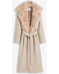 Valentino - Fur-Collar Belted Wool Coat - Lyst