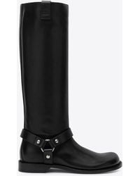 Loewe - Campo Biker Leather Knee-High Boots - Lyst