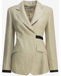 Max Mara - Neutro Double-Breasted Linen Blazer - Lyst