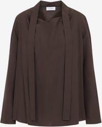 Lemaire - Relaxed Silk Ascot Blouse With Scarf - Lyst