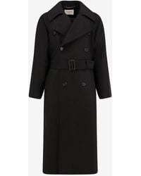 Saint Laurent - Double-Breasted Wool Coat - Lyst