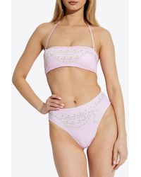 Versace - Chain Print Bikini Top - Lyst