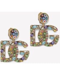 Dolce & Gabbana - Crystal-Embellished Dg Clip-On Earrings - Lyst