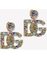 Dolce & Gabbana - Crystal Embellished Dg Clip-on Earrings - Lyst