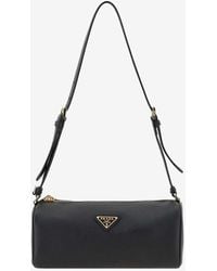 Prada - Triangle Logo Saffiano Leather Shoulder Bag - Lyst