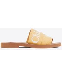 Chloé - Woody Logo Embroidered Flat Slides - Lyst