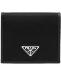 Prada - Re-Nylon And Saffiano Leather Wallet - Lyst