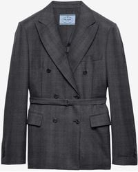 Prada - Double-Breasted Wool Blazer - Lyst