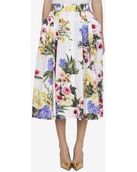 Dolce & Gabbana - Garden Print Midi Skirt - Lyst