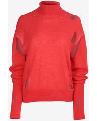 MM6 by Maison Martin Margiela - Distressed Knitted Sweater - Lyst