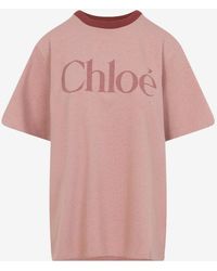 Chloé - Logo Lettering Crewneck T-Shirt - Lyst