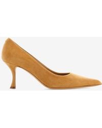 Ferragamo - Elydea 70 Pointed Suede Pumps - Lyst