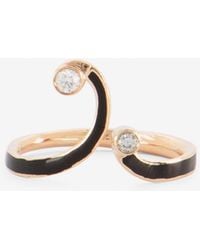 Djihan - 18-Karat Rose Curved Ring With Diamonds - Lyst
