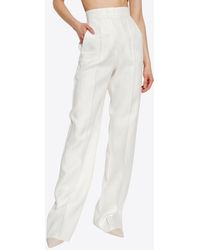 Max Mara - Aversa Linen Straight-Leg Tailored Pants - Lyst