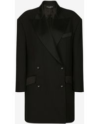 Dolce & Gabbana - Long Double-breasted Technical Jersey Jacket - Lyst