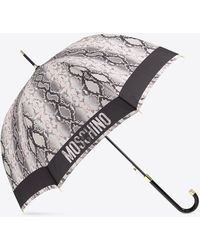 Moschino - Logo Trim Snakeskin Print Umbrella - Lyst