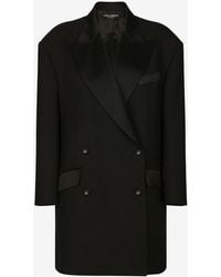 Dolce & Gabbana - Long Double-breasted Technical Jersey Jacket - Lyst