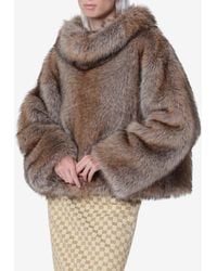 BB COUTURE - Brigitte Wolf-Effect Faux Fur Funnel-Neck Poncho - Lyst