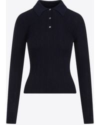 Theory - Ribbed Polo T-Shirt - Lyst