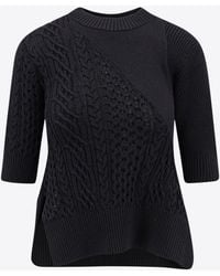 Sacai - Asymmetric Cable-Knit Top - Lyst