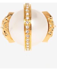 Versace - Medusa Pearl And Crystal Ring - Lyst