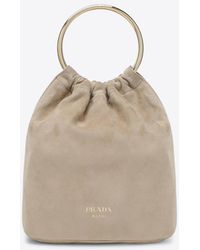 Prada - Mini Suede Bucket Bag - Lyst
