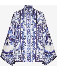 Dolce & Gabbana - Blu Mediterraneo Oversized Printed Kimono-sleeve Shirt - Lyst