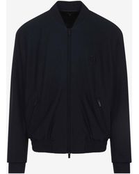 Giorgio Armani - Zip-Up Bomber Jacket With Embroidered-Logo - Lyst