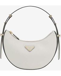 Prada - Small Arqué Leather Hobo Bag - Lyst