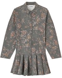 Ganni - Stretch Buttoned Mini Dress - Lyst