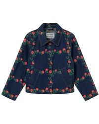 The Tiny Big Sister - Roses Embroidered Denim Jacket - Lyst