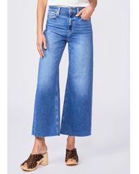 PAIGE - Anessa High Rise Cropped Wide Leg Raw Hem Jeans - Lyst